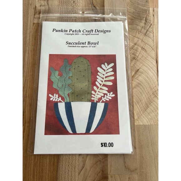 Punkin Patch Craft Designs Other - Punkin Patch Craft 'Succulent Bowl' Wool Applique Pattern Design - NEW